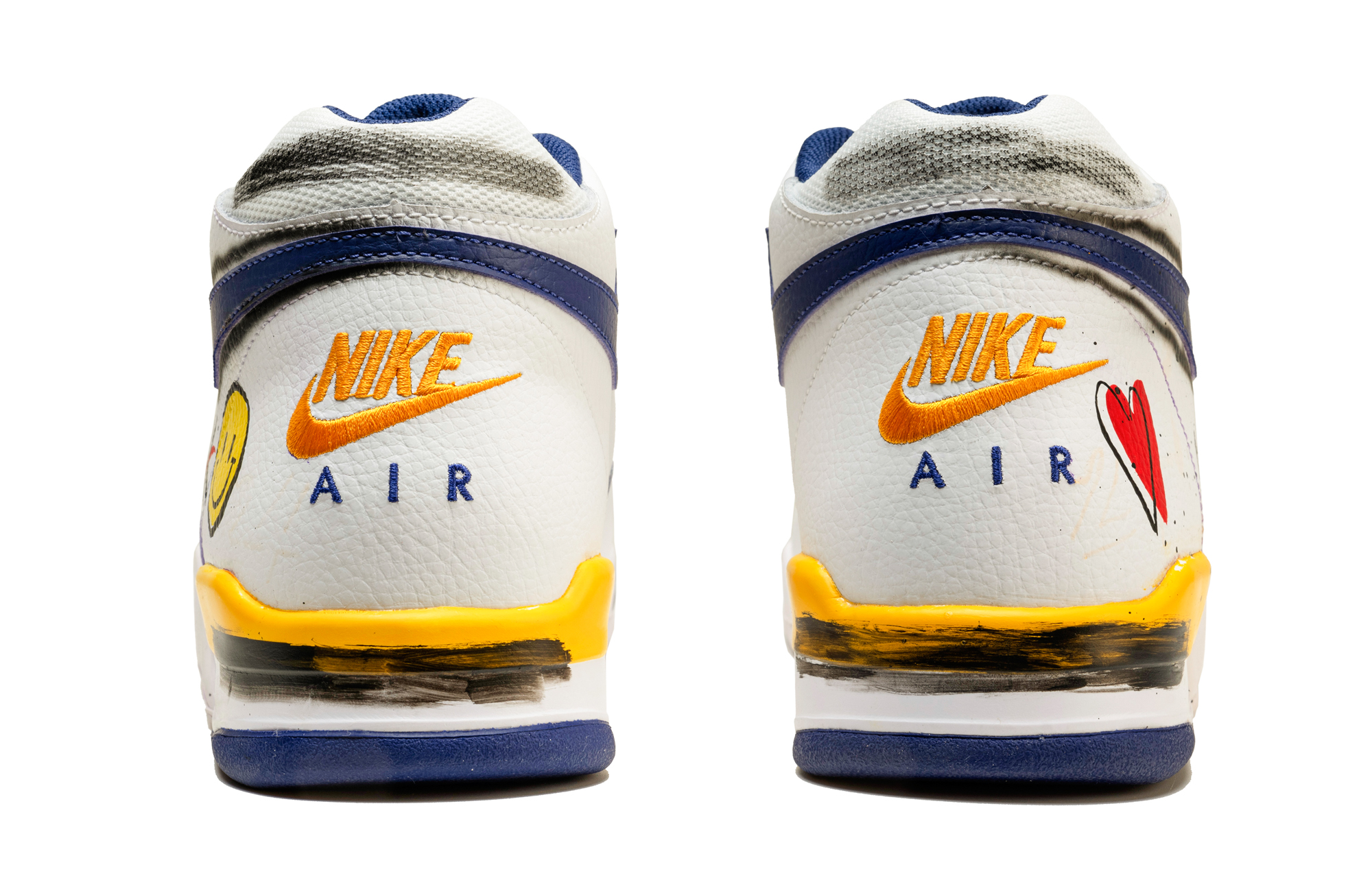 Details for [Sepatu Custom] Nike Flight Legacy 'Street Graffiti Smiley Putih Ungu Kuning' BQ4212-102(TeamF-街头涂鸦)