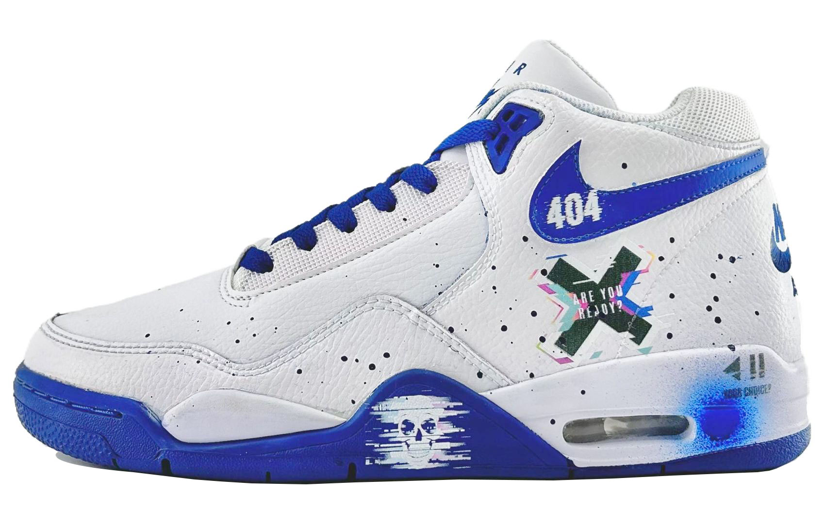 Buy Zapatillas Nike Flight Legacy 'Blanco Azul Graffiti Calavera Error 404' BQ4212-103（Team205-迷失网络-）