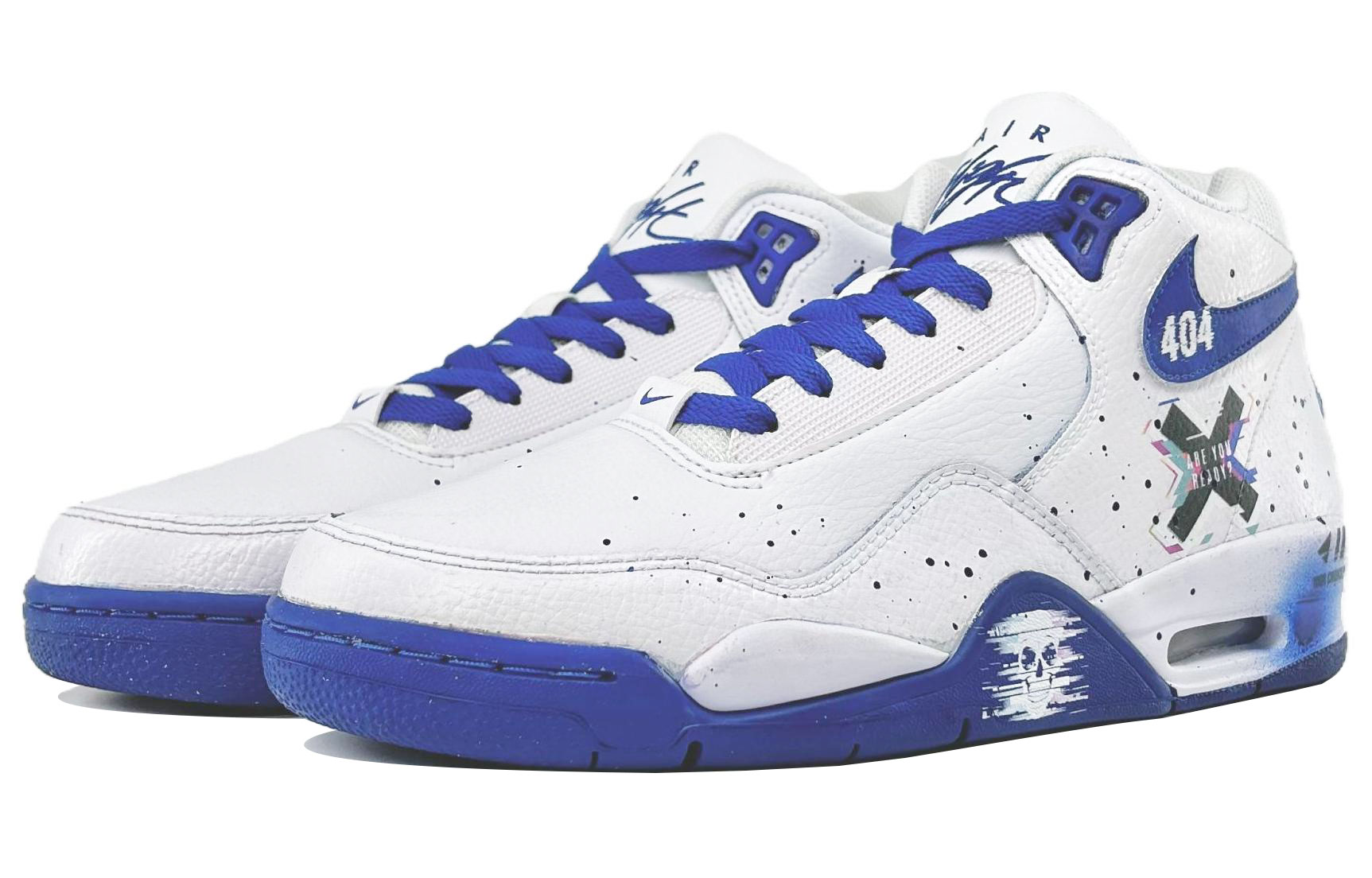 Shop Zapatillas Nike Flight Legacy 'Blanco Azul Graffiti Calavera Error 404' BQ4212-103（Team205-迷失网络-）
