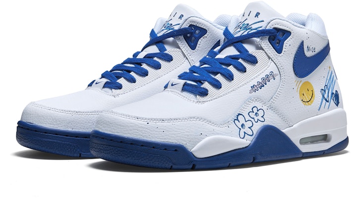 【客製球鞋】Nike Flight Legacy 元氣滿滿 愛心塗鴉 中筒 復古籃球鞋 男款 白藍 Shop 【客製球鞋】Nike Flight Legacy 元氣滿滿 愛心塗鴉 中筒 復古籃球鞋 男款 白藍
