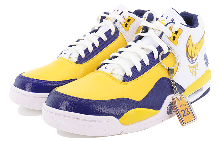 Lookbook 【訂製球鞋】 Nike Flight Legacy 街頭籃球 塗鴉復古 復古籃球鞋 男款 白藍黄