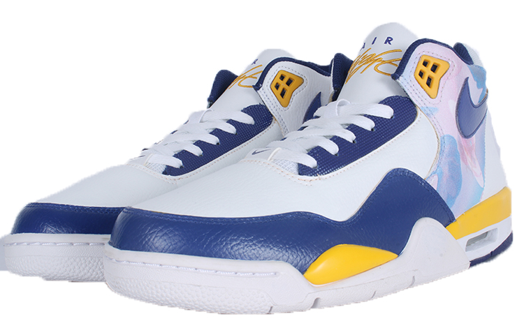 Shop 【客製化球鞋】Nike Flight Legacy 百搭休閒 輕鬆舒適 防滑耐磨 中筒 復古籃球鞋 男款 白藍黃