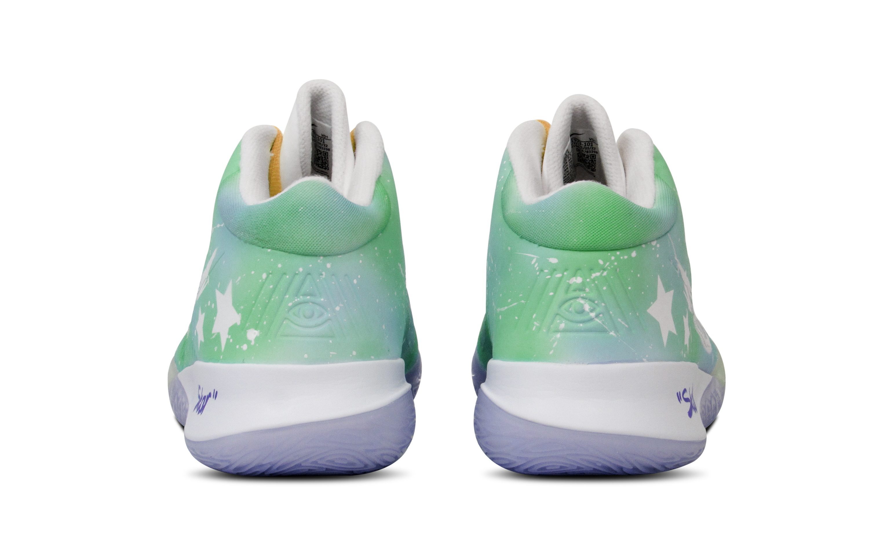 Shop [Kasut Tersuai] Nike Flytrap 4 'Hijau Galaxy Gradasi' CT1973-101(Team65-绿色星星)