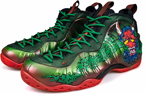 【訂製籃球鞋】Nike Foamposite One 噴泡 般若 蛟龍 百物語 中筒 籃球鞋 男款 紅綠黑 Lookbook 【訂製籃球鞋】Nike Foamposite One 噴泡 般若 蛟龍 百物語 中筒 籃球鞋 男款 紅綠黑