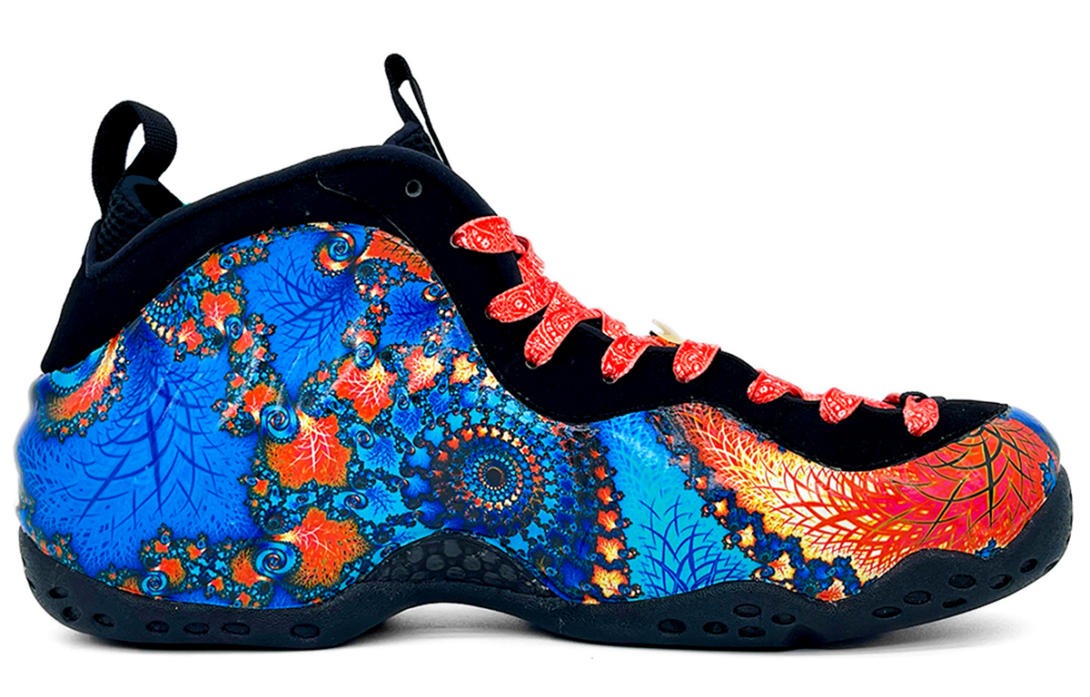 Lookbook [Zapatos Personalizados] Nike Foamposite One 'Remolino Azul Rojo' 314996-012(Team2-漩涡之眼喷)