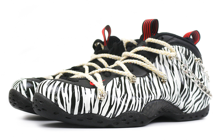 Lookbook [Zapatos Personalizados] Nike Foamposite One 'Cebra de Lava' 314996-014(Team2-黑白斑马纹）