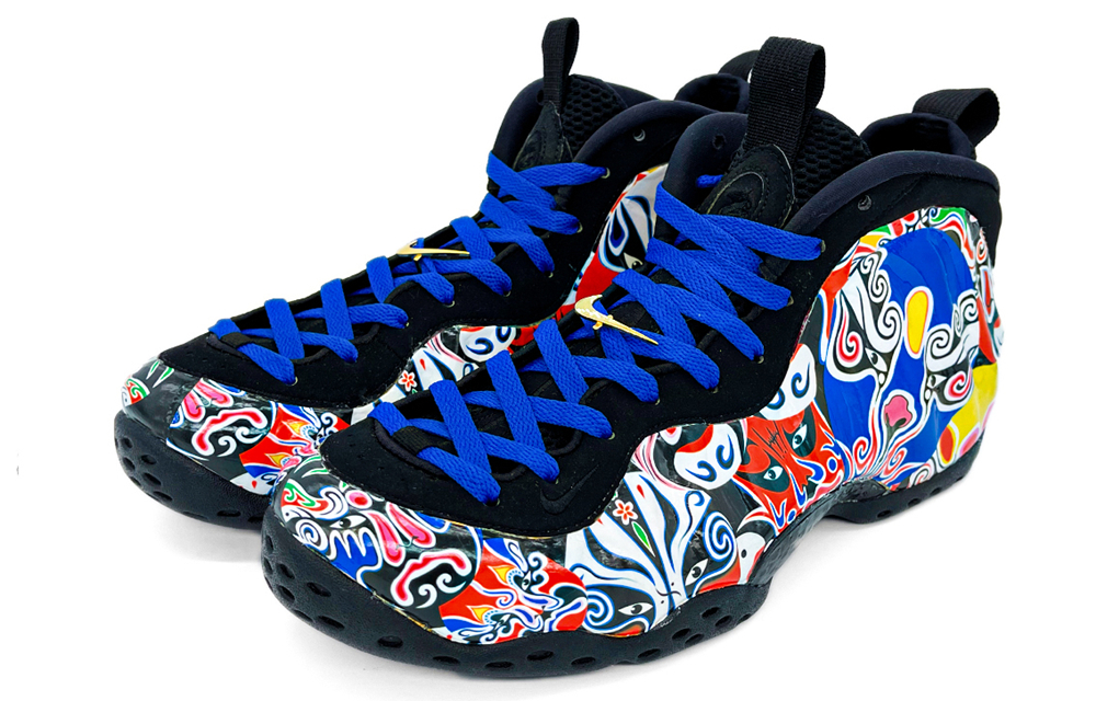 Shop [Shoes Custom] Nike Foamposite One 'Peking Opera Merah Biru' 314996-012(Team2-拼接脸谱喷)