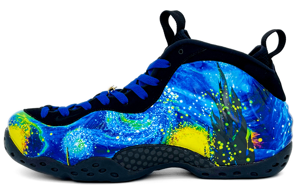 Order 【定制球鞋】 Nike Foamposite One 梵高 星空 噴泡 中筒 復古籃球鞋 男女同款 黃藍色