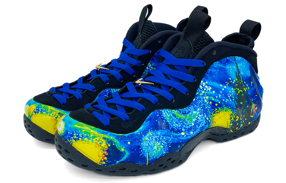 Shop 【定制球鞋】 Nike Foamposite One 梵高 星空 噴泡 中筒 復古籃球鞋 男女同款 黃藍色