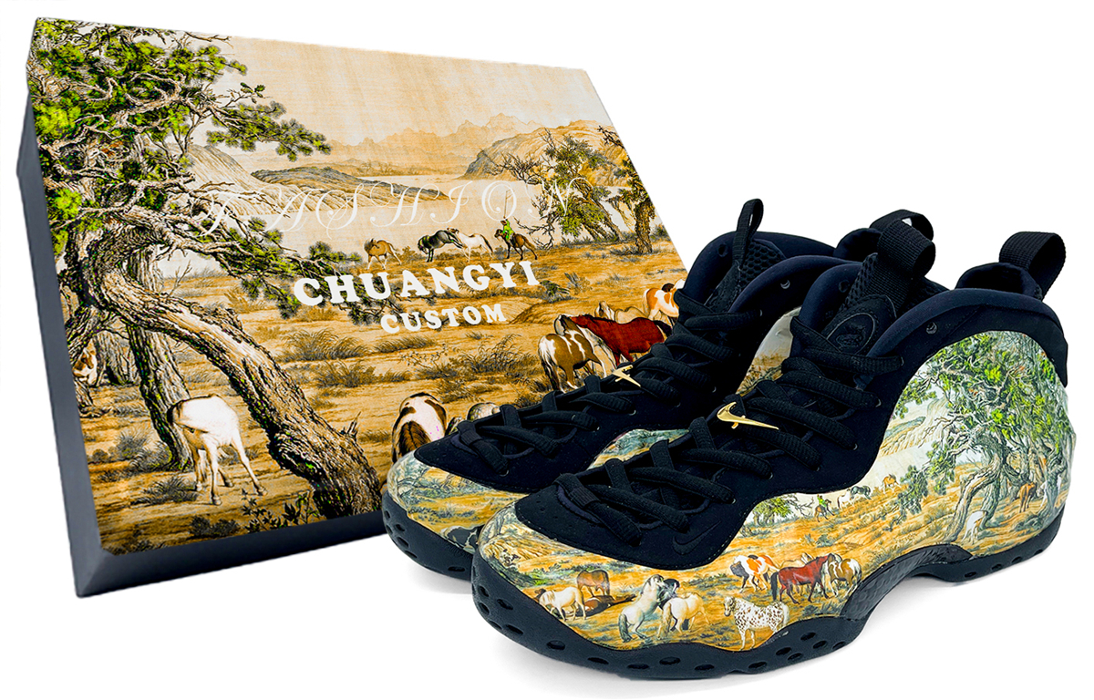 [Custom Shoes] Nike Foamposite One 'Yellow Green Baijuntu'