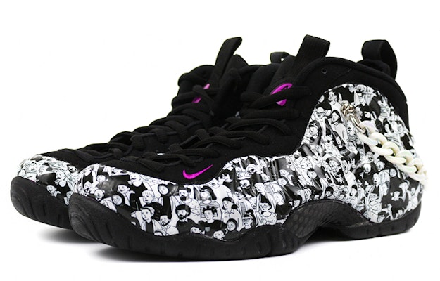 【定制球鞋】Nike Foamposite Pro Air 紫色迷彩噴泡 漫畫人物泡 高筒 復古籃球鞋 男款 黑白色 Lookbook 【定制球鞋】Nike Foamposite Pro Air 紫色迷彩噴泡 漫畫人物泡 高筒 復古籃球鞋 男款 黑白色
