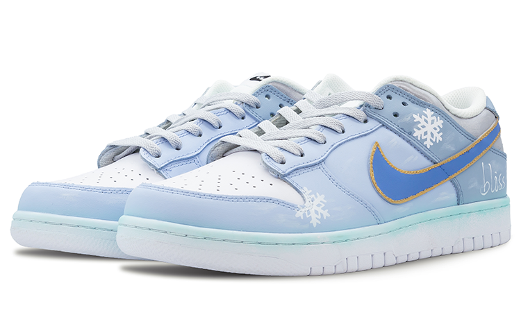 Lookbook 【定製球鞋】Nike Dunk Low retro 閃電研究所 藍色情人節 聖誕 冰雪奇緣 低幫 板鞋 男款 白藍金 送禮