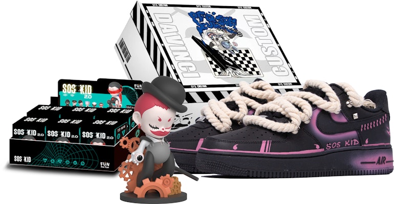 【定制球鞋】 Nike Air Force 1 Low FUN FOR FUN SOS KID 潮玩聯名定制 潮玩 集體失控 低筒 板鞋 GS 黑粉 Buy 【定制球鞋】 Nike Air Force 1 Low FUN FOR FUN SOS KID 潮玩聯名定制 潮玩 集體失控 低筒 板鞋 GS 黑粉