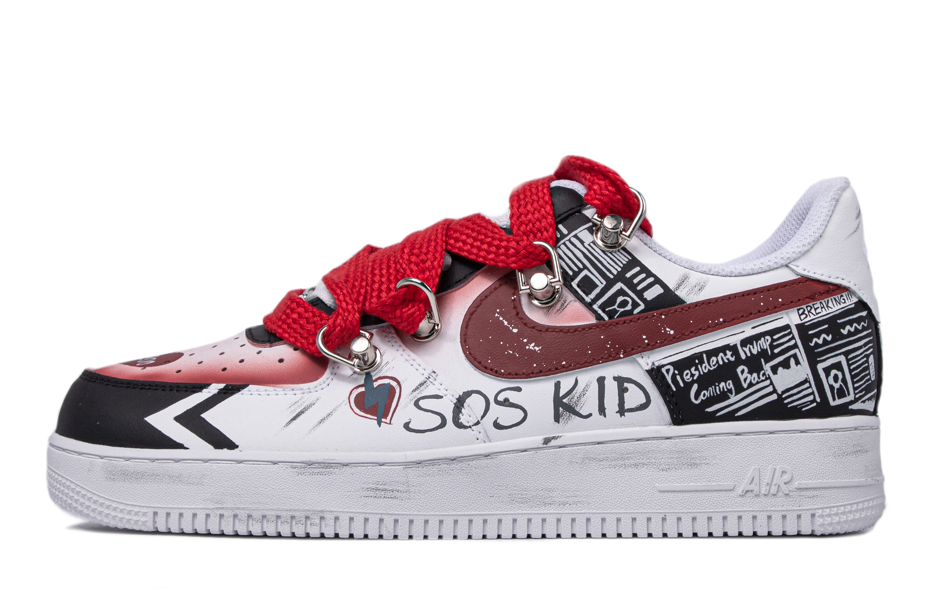 Buy 【定制球鞋】Nike Air Force 1 低幫 FUN FOR FUN SOS KID 潮玩聯名定制 男款 白色 板鞋