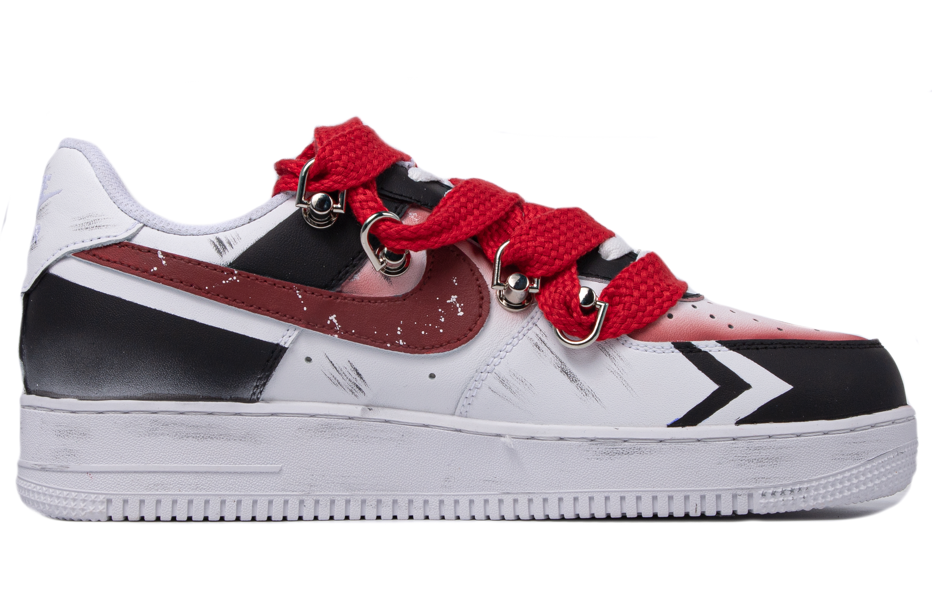 Lookbook [Kasutan Kasut] Nike FUN FOR FUN x Air Force 1 Low 'Da Vinci Pudar Hitam Merah' CW2288-111(TeamM-男款娱乐至死联名)