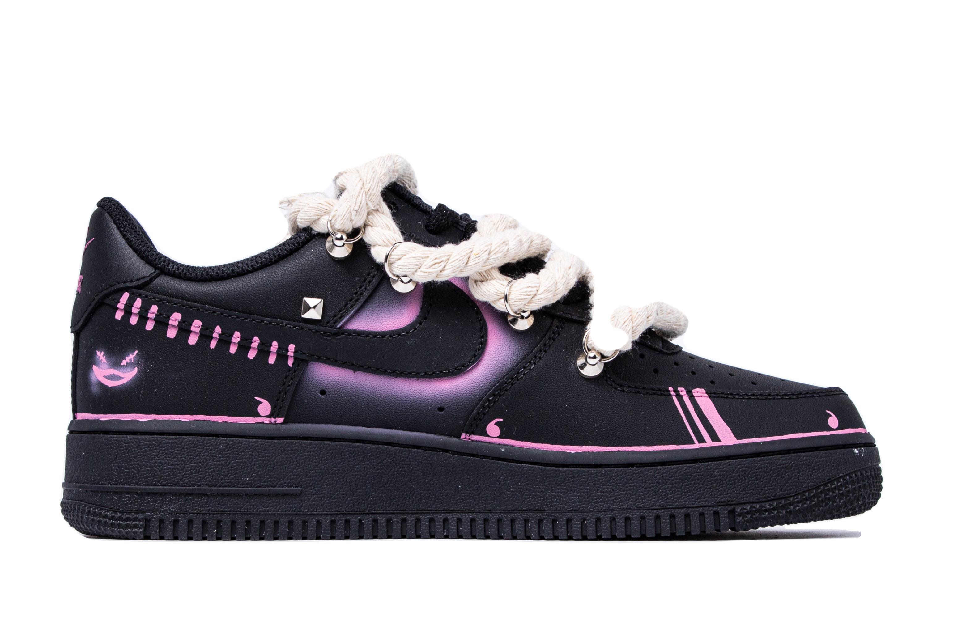 Lookbook 【定制球鞋】 Nike Air Force 1 Low FUN FOR FUN SOS KID 潮玩聯名定制 潮玩 集體失控 低筒 板鞋 GS 黑粉
