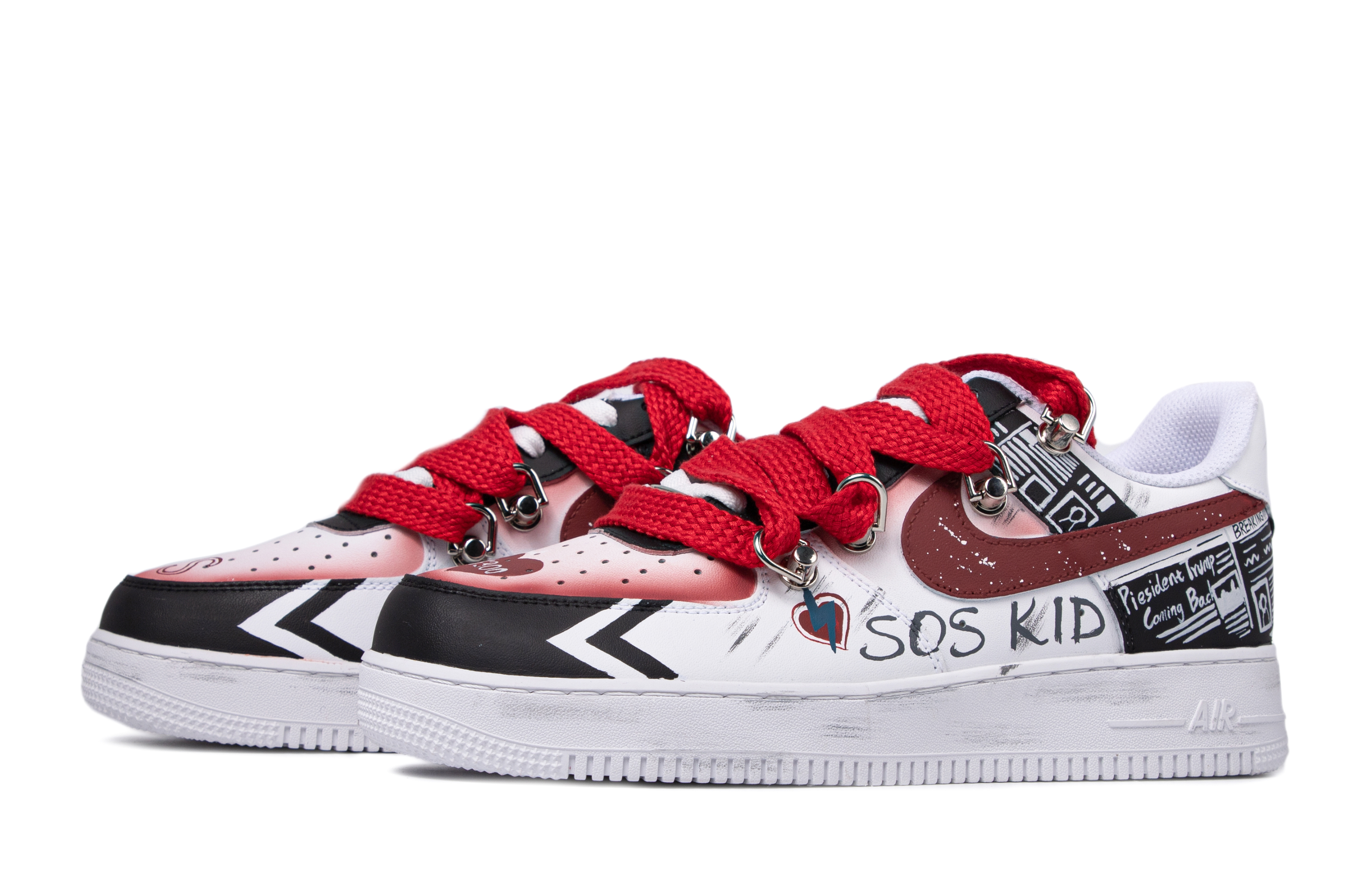 Lookbook 【定制球鞋】Nike Air Force 1 低幫 FUN FOR FUN SOS KID 潮玩聯名定制 男款 白色 板鞋