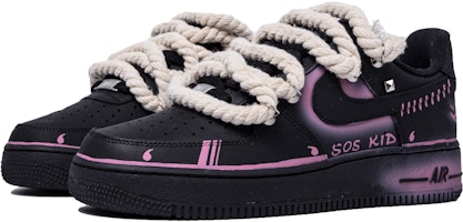 【定制球鞋】 Nike Air Force 1 Low FUN FOR FUN SOS KID 潮玩聯名定制 潮玩 集體失控 低筒 板鞋 GS 黑粉 Shop 【定制球鞋】 Nike Air Force 1 Low FUN FOR FUN SOS KID 潮玩聯名定制 潮玩 集體失控 低筒 板鞋 GS 黑粉