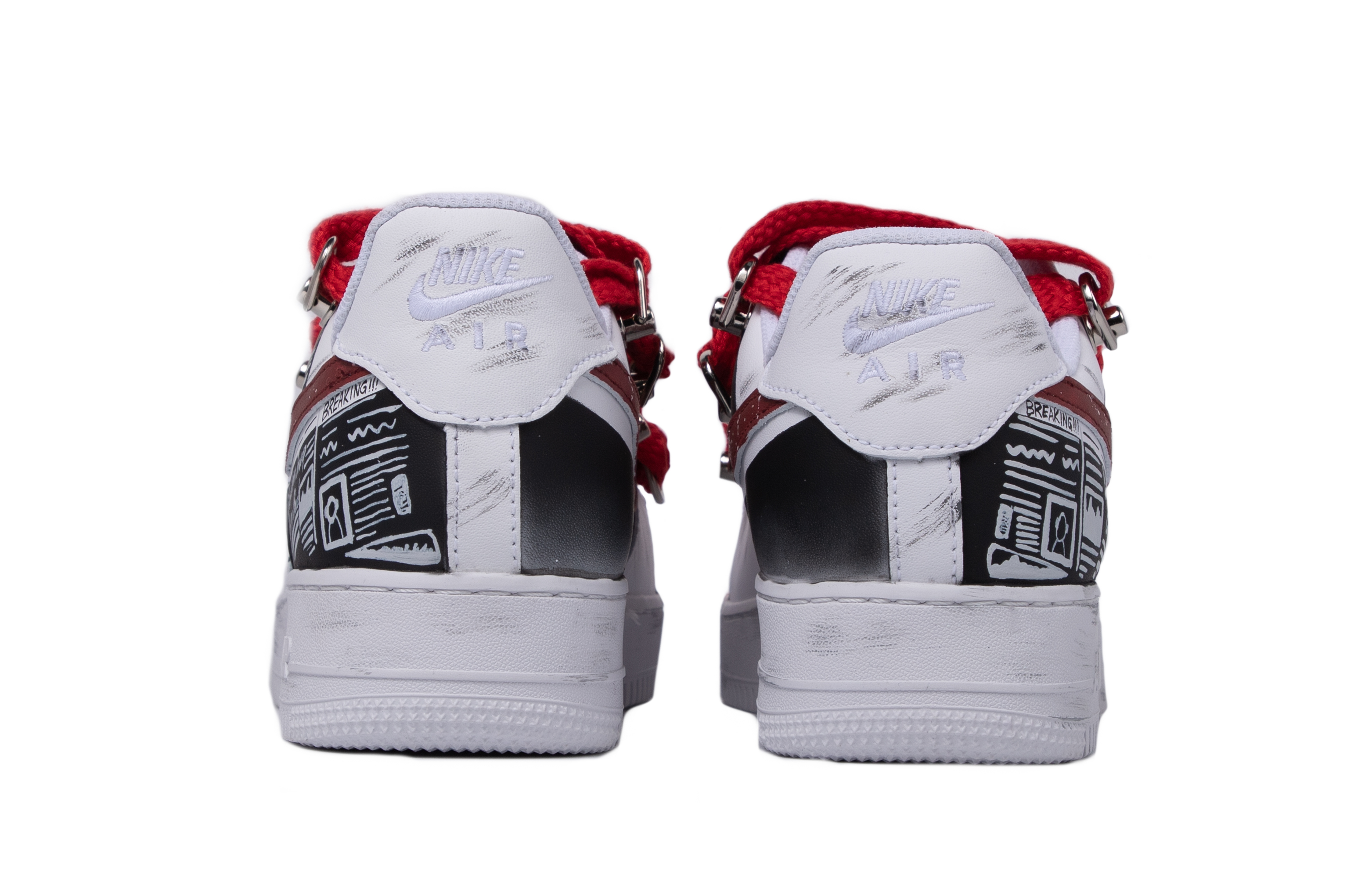 Purchase [Kasutan Kasut] Nike FUN FOR FUN x Air Force 1 Low 'Da Vinci Pudar Hitam Merah' CW2288-111(TeamM-男款娱乐至死联名)