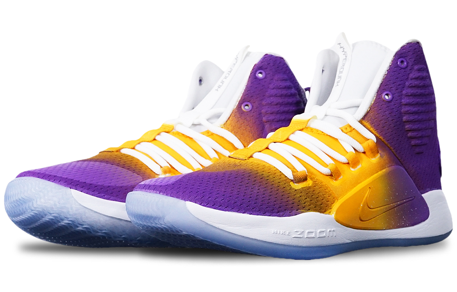 Lookbook 나이키 하이퍼덩크 X '레이커스 그라데이션 눈꽃'(커스텀) AO7890-101(TeamT-湖人队中帮紫金渐变)
