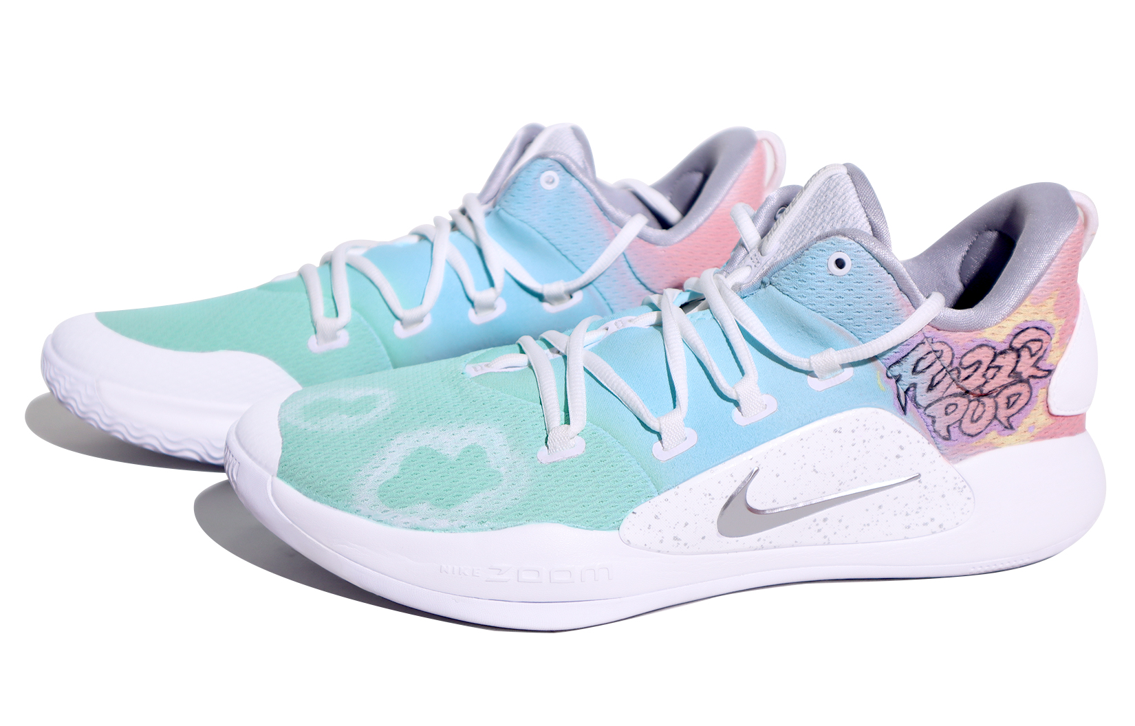 Lookbook [Sepatu Kustom] Nike Hyperdunk X Low 'Marshmallow Graffiti Pudar Pink Biru' AR0465-100(TeamX-渐变涂鸦男款)