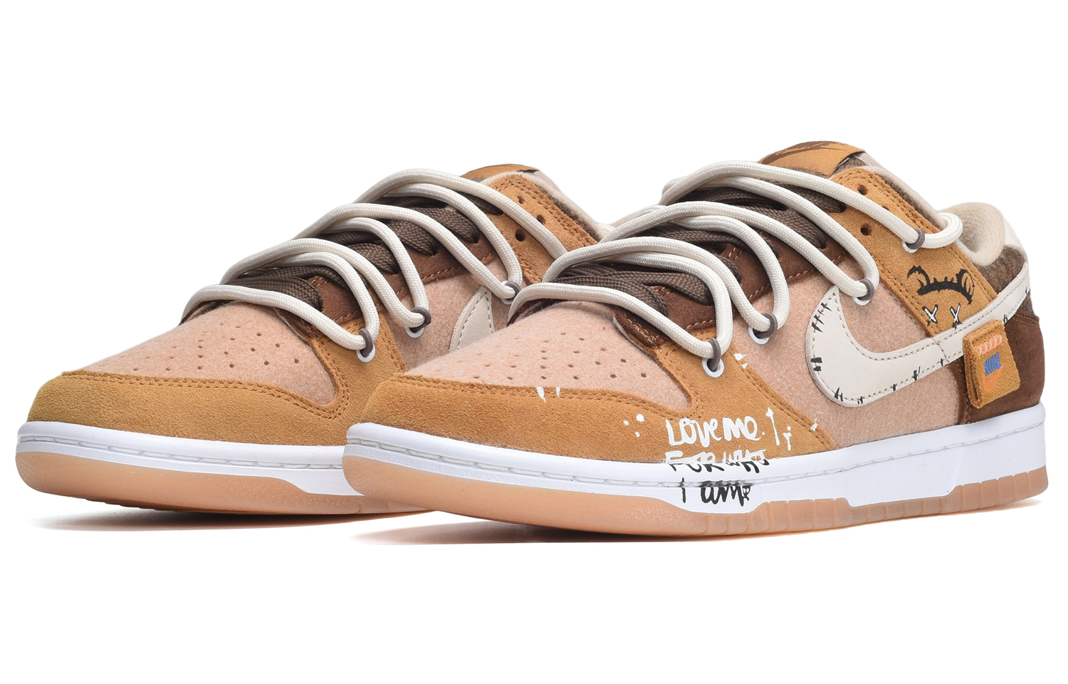 Lookbook [Kasut Custom] Nike Kasina x Dunk Low 'Deconstructed Bear Kuning Coklat' DZ5350-288(TeamE-男款小熊黄棕BOX)