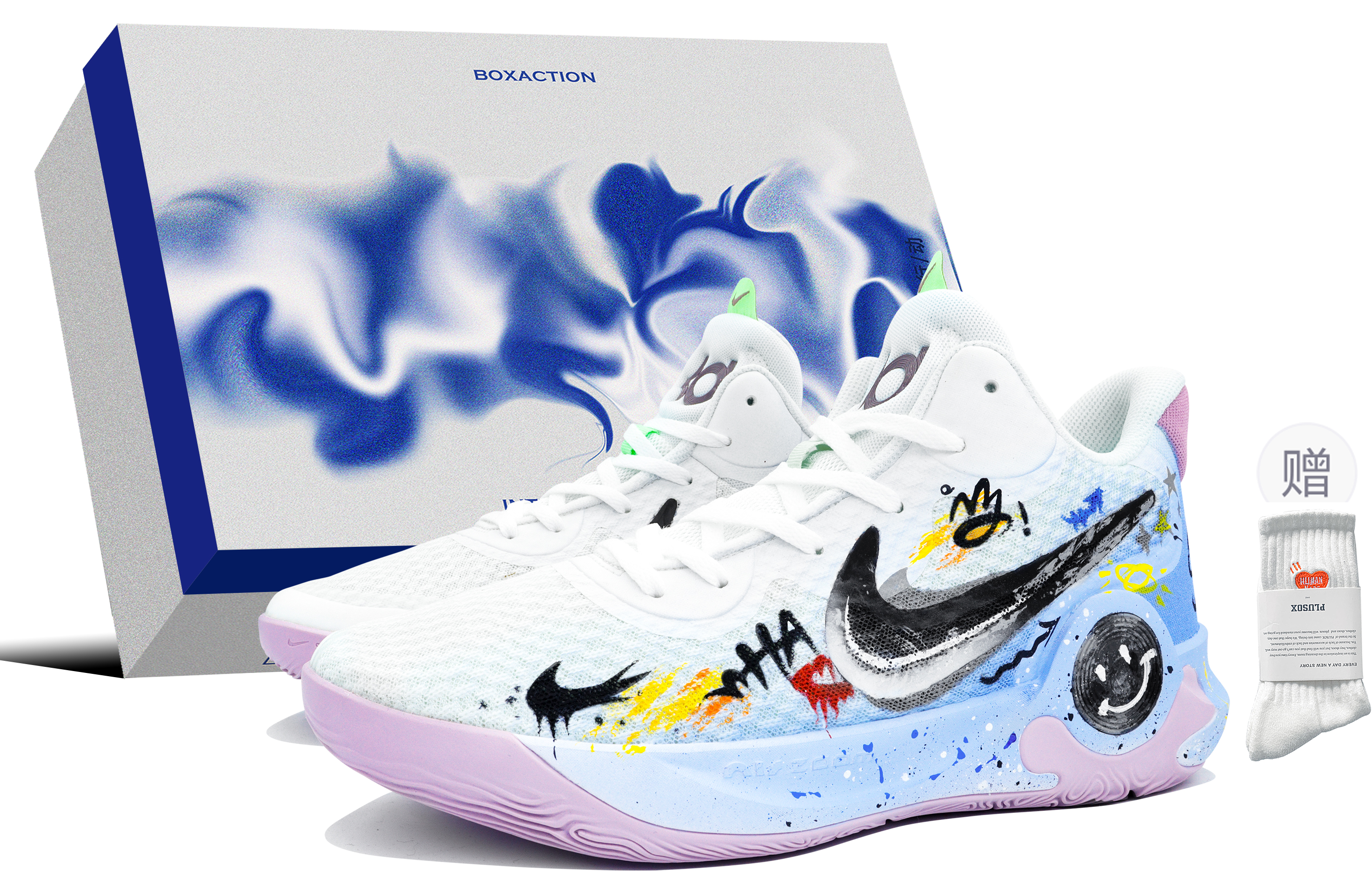 Buy [Kasut Rekaan] Nike KD Trey 5 IX 'Biru Ais Grafiti' DJ6922-100(Team204-趣味涂鸦B-BOX)