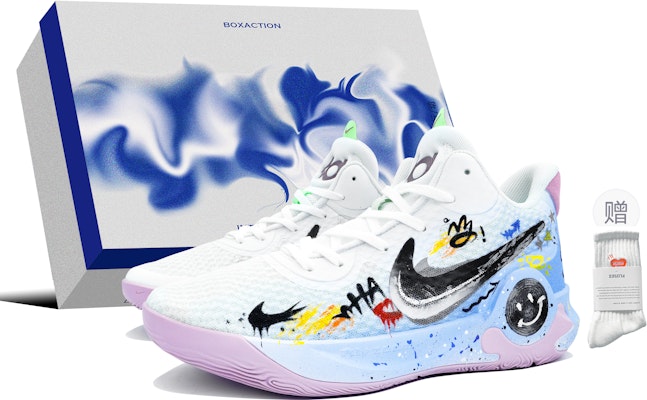 【客製化球鞋】Nike KD Trey 5 IX 趣味塗鴉 夏日心動街頭塗鴉 特別鞋盒 緩震防滑耐磨 低筒 復古籃球鞋 男款 冰藍色 Buy 【客製化球鞋】Nike KD Trey 5 IX 趣味塗鴉 夏日心動街頭塗鴉 特別鞋盒 緩震防滑耐磨 低筒 復古籃球鞋 男款 冰藍色