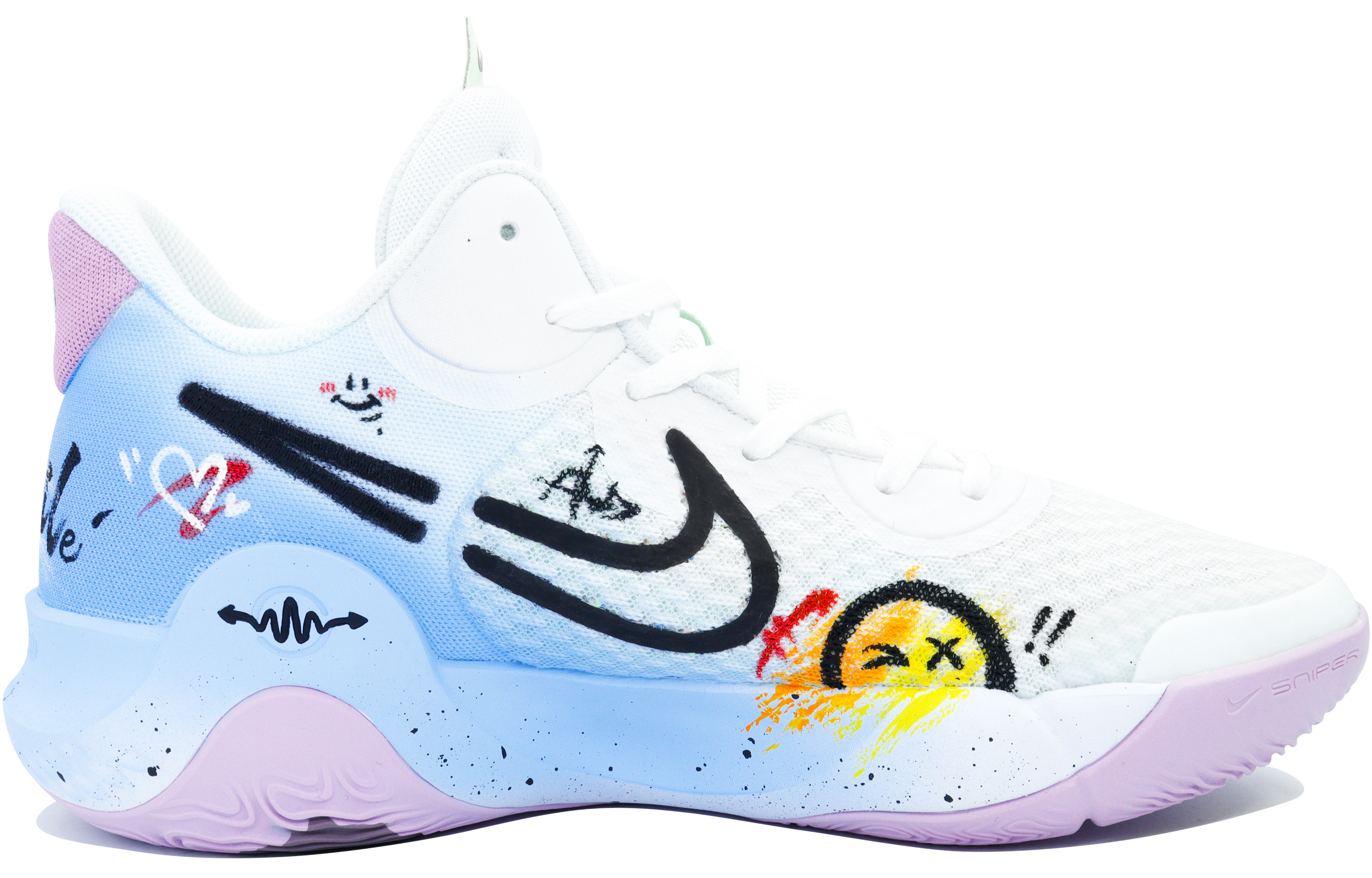 Lookbook [Kasut Rekaan] Nike KD Trey 5 IX 'Biru Ais Grafiti' DJ6922-100(Team204-趣味涂鸦B-BOX)