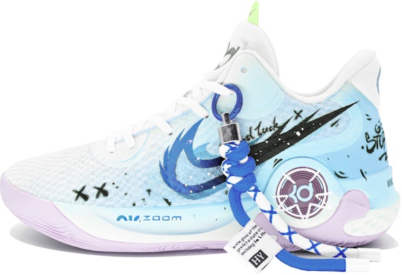 【訂製球鞋】Nike KD Trey 5 IX 月光奶藍 感動時刻 520 字母塗鴉 低筒 復古籃球鞋 男款 奶藍色 Buy 【訂製球鞋】Nike KD Trey 5 IX 月光奶藍 感動時刻 520 字母塗鴉 低筒 復古籃球鞋 男款 奶藍色