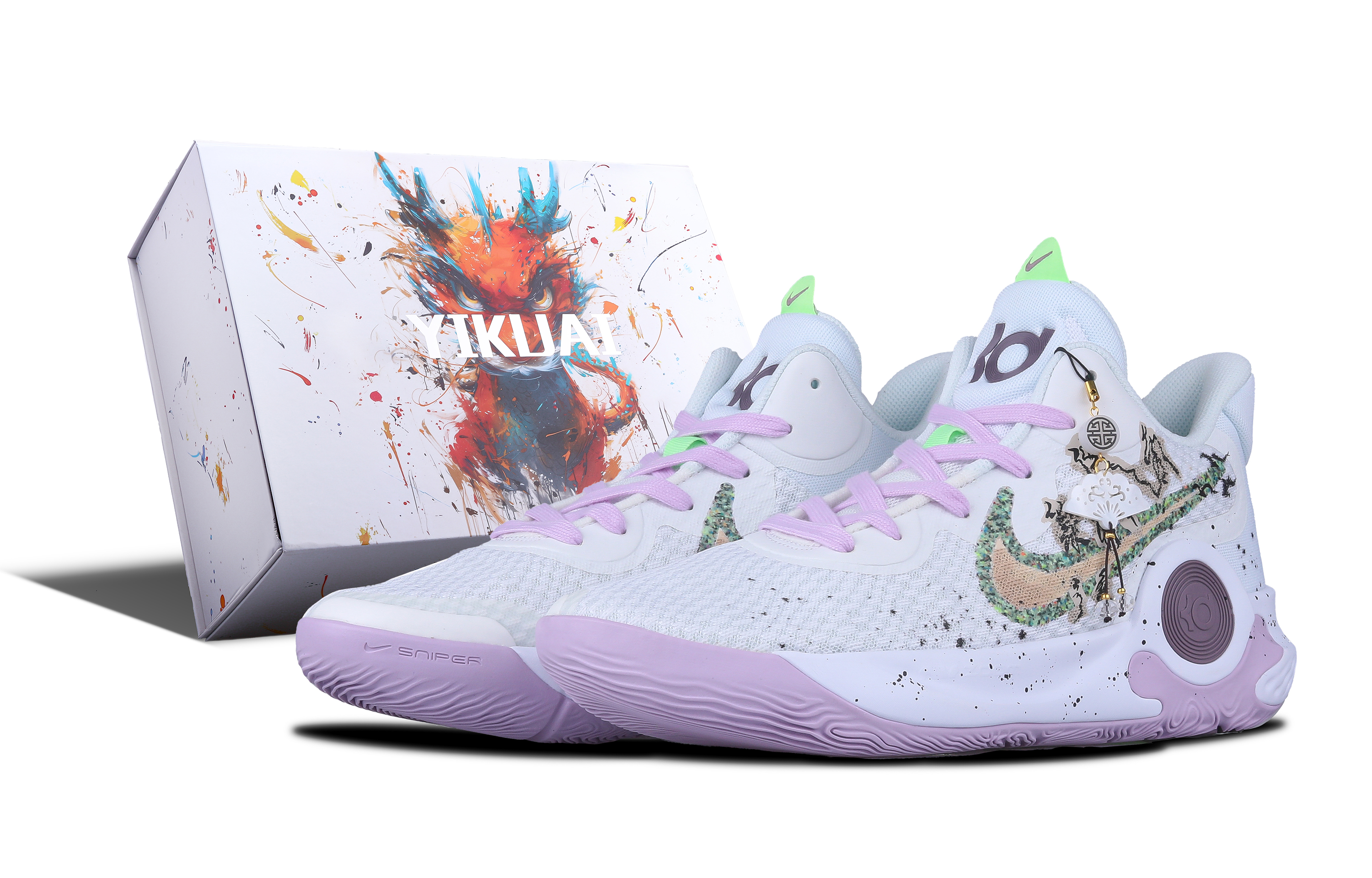 Buy 나이키 KD 트레이 5 IX '화이트 퍼플 잉크 박스' (커스텀) DJ6922-100(Team28-南清BOX)
