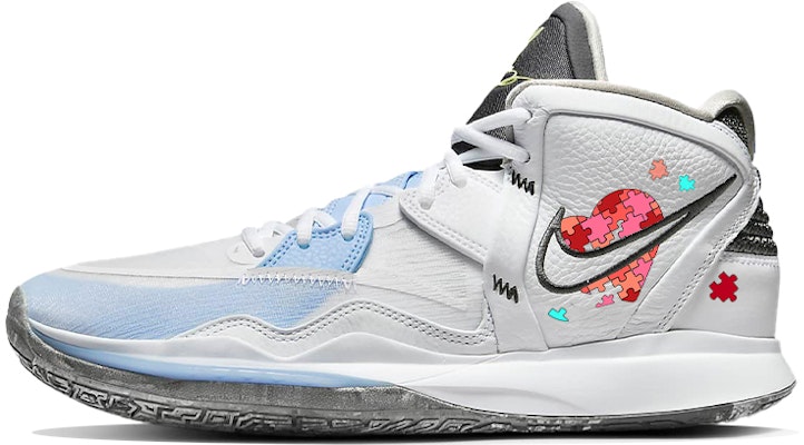 【客製球鞋】Nike Kyrie 8 歐文8 像素愛心 積木愛心 支撐耐磨 中筒 實戰籃球鞋 GS 白冰藍 Buy 【客製球鞋】Nike Kyrie 8 歐文8 像素愛心 積木愛心 支撐耐磨 中筒 實戰籃球鞋 GS 白冰藍