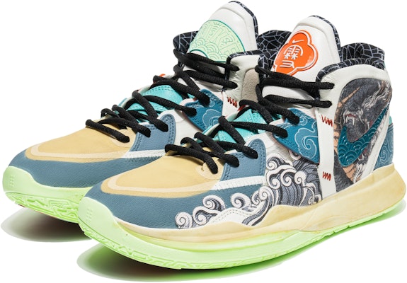 【定製球鞋】 Nike Kyrie 8 野鶴製造 瑞雪龍舟 國風 手繪 做舊 復古穿搭 中筒 籃球鞋 男女同款 白綠 Lookbook 【定製球鞋】 Nike Kyrie 8 野鶴製造 瑞雪龍舟 國風 手繪 做舊 復古穿搭 中筒 籃球鞋 男女同款 白綠