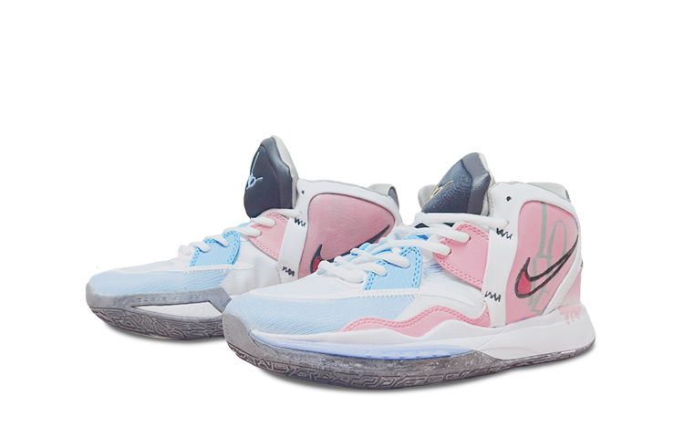 Lookbook 【訂製球鞋】Nike Kyrie 8 Infinity 支撐耐磨 中筒復古籃球鞋 GS 粉藍