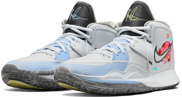 【定制球鞋】Nike Kyrie 8 Infinity 像素愛心 積木愛心 支撐耐磨 防滑耐磨 中幫 籃球鞋 男女同款 白冰藍 Lookbook 【定制球鞋】Nike Kyrie 8 Infinity 像素愛心 積木愛心 支撐耐磨 防滑耐磨 中幫 籃球鞋 男女同款 白冰藍
