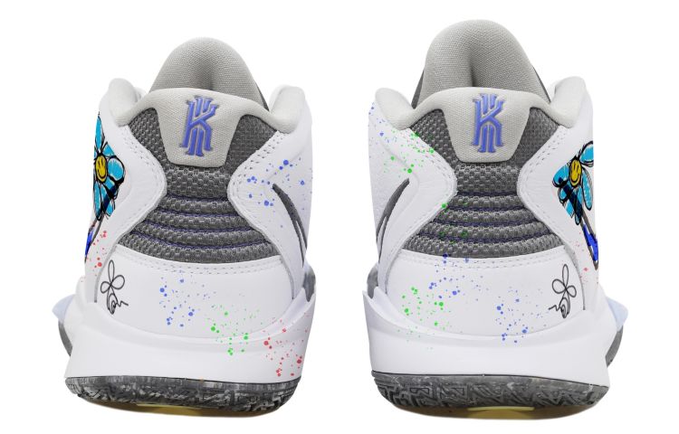 Shop 【定制球鞋】 Nike Kyrie 8 infinity 歐文8 潑墨 塗鴉 做舊 手繪 中幫 實戰籃球鞋 男女同款 白冰藍