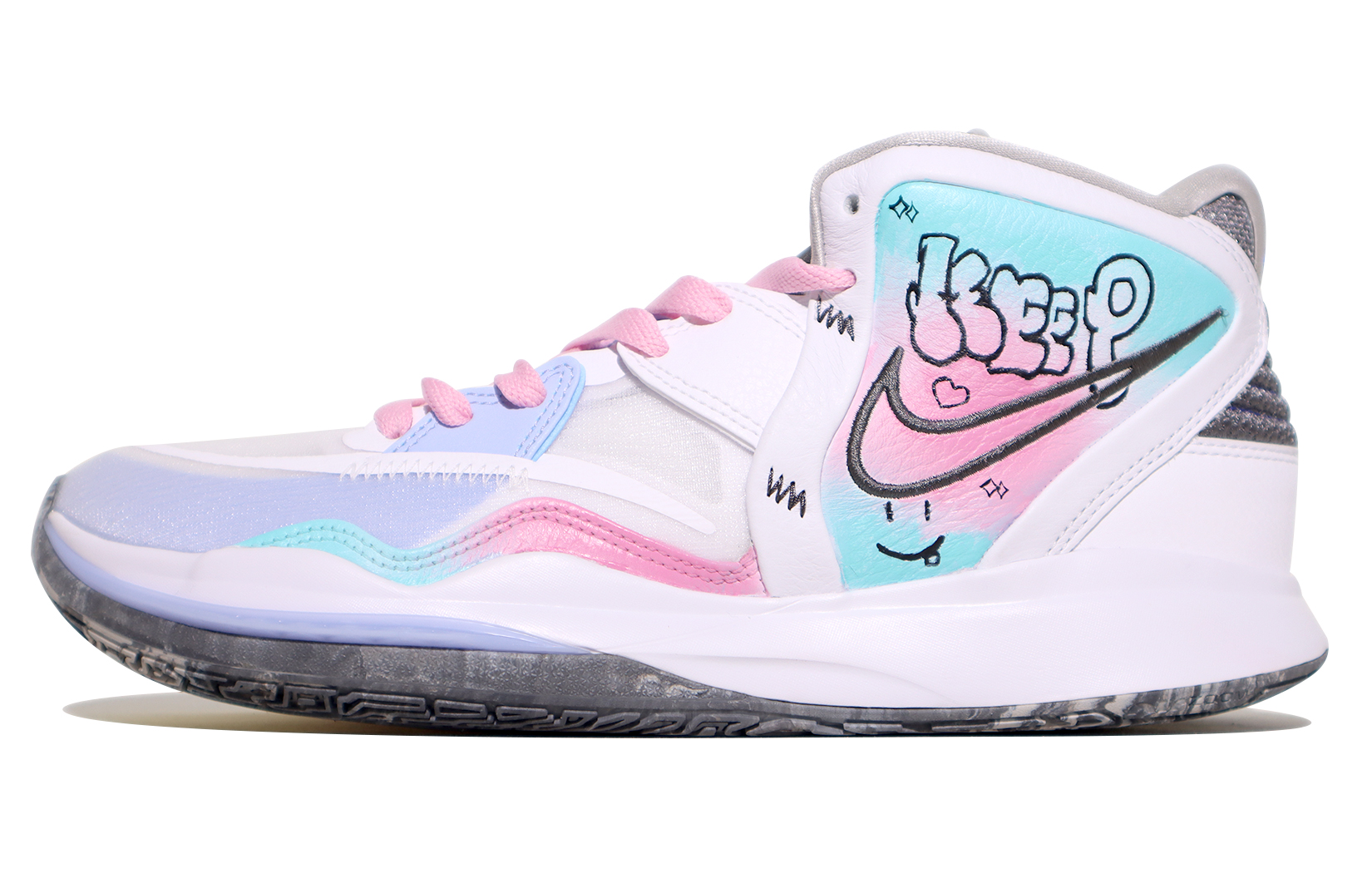 Buy [Sepatu Kustom] Nike Kyrie 8 Infinity EP 'Putih Biru Gradasi Grafiti' DC9134-102(TeamX-男女同款涂鸦粉绿)