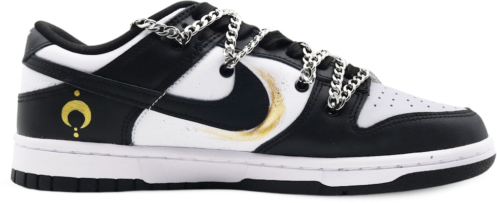 【客製球鞋】 Nike 破曉 鎏金歲月 發財兔 小眾高級 鏈條鞋帶 潑墨 手繪 低幫 板鞋 男款 黑金色 Order 【客製球鞋】 Nike 破曉 鎏金歲月 發財兔 小眾高級 鏈條鞋帶 潑墨 手繪 低幫 板鞋 男款 黑金色