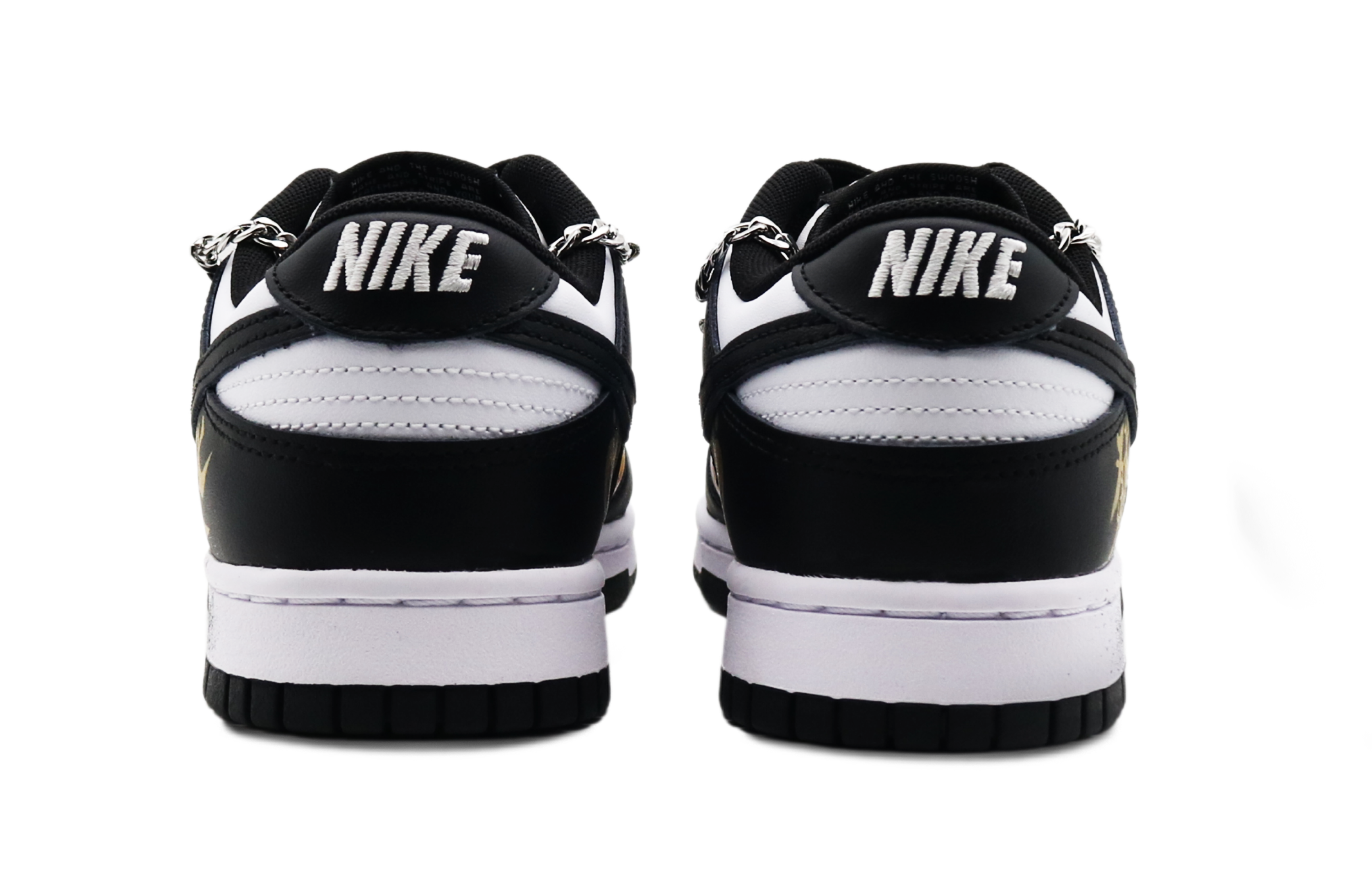 Purchase 【客製球鞋】 Nike 破曉 鎏金歲月 發財兔 小眾高級 鏈條鞋帶 潑墨 手繪 低幫 板鞋 男款 黑金色