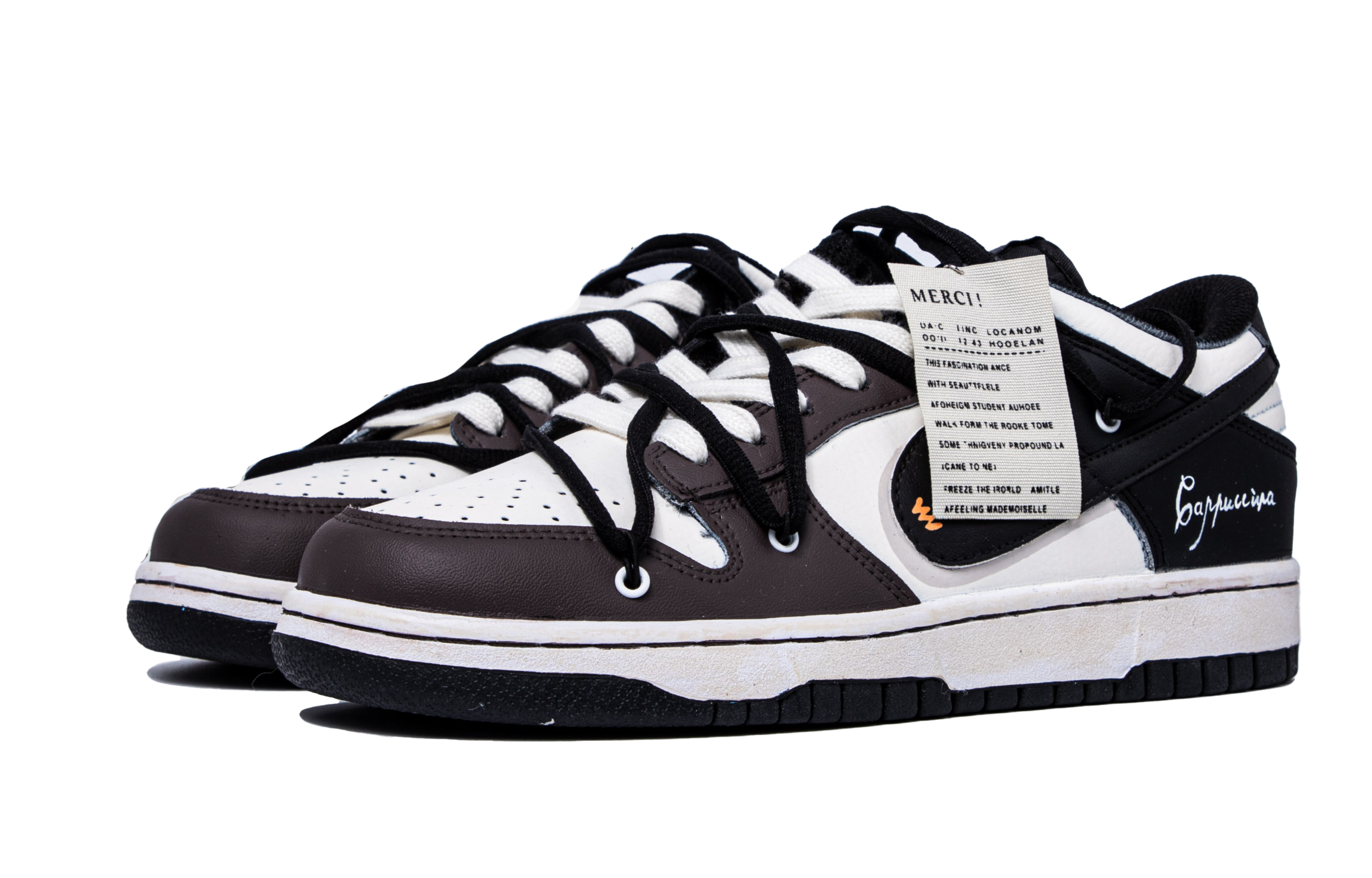 Lookbook 【定制球鞋】 Nike 卡布奇諾 復古 手寫 條紋 低幫 板鞋 GS 咖黑