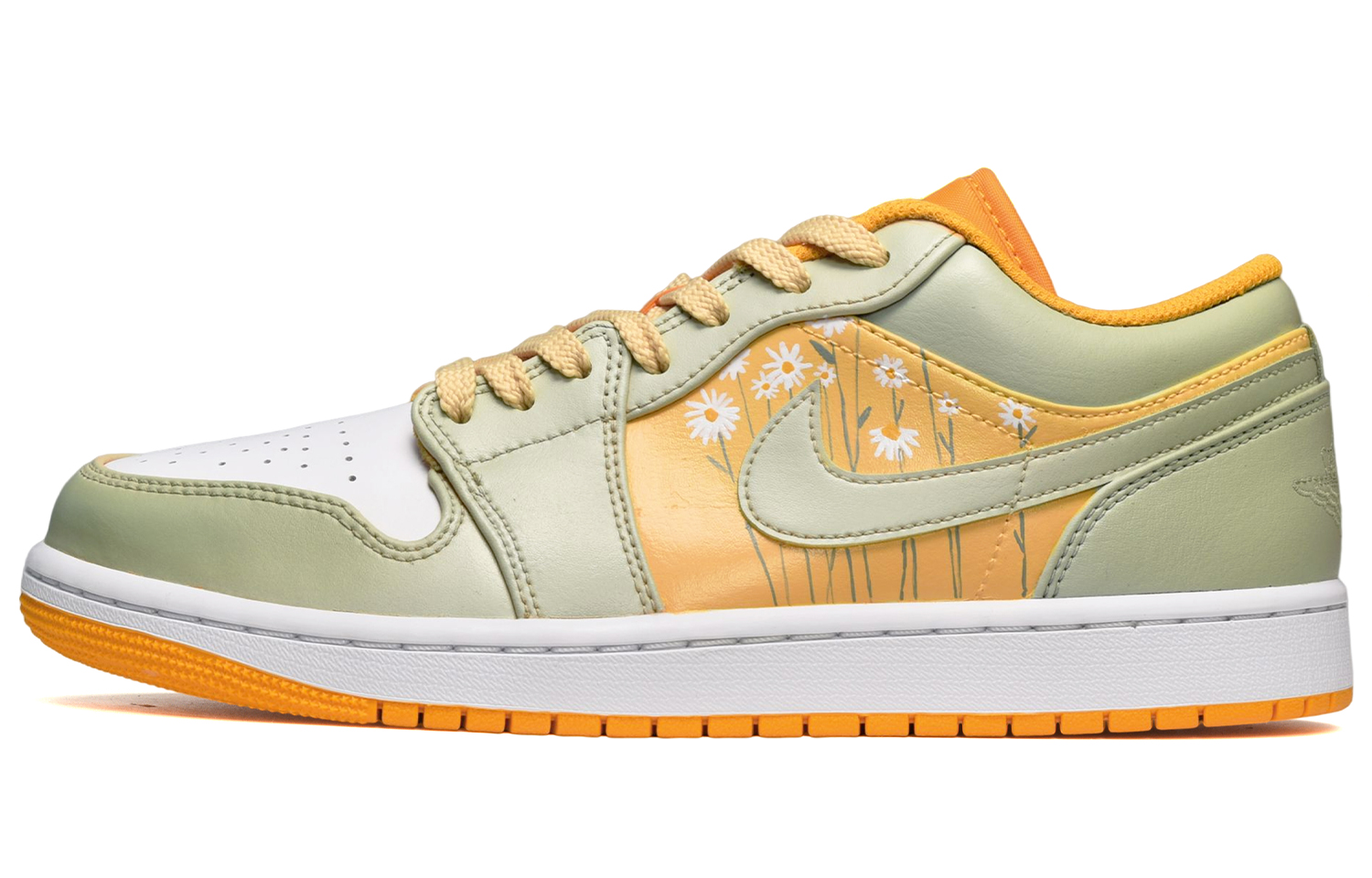 [Custom Shoes] Nike Low 'Custom Hand-Painted Daisy Yellow-White-Green'