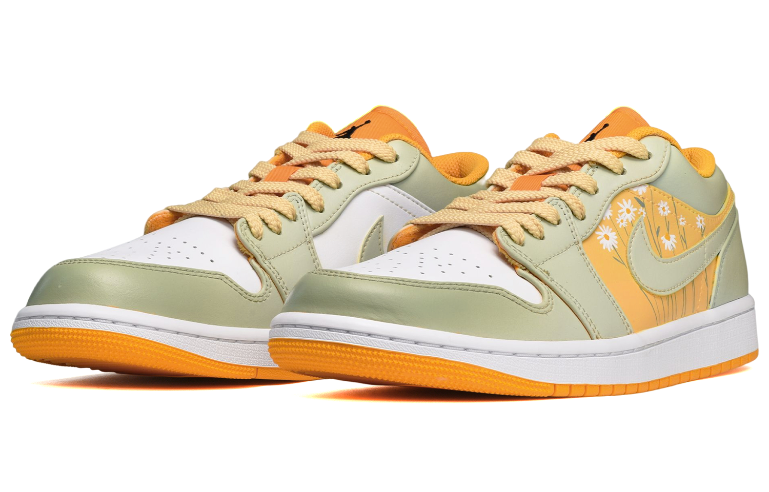 Lookbook 【定制球鞋】 Nike Low CUS DESIGN 清新 手繪雛菊 低幫 復古籃球鞋 男款 黃白綠