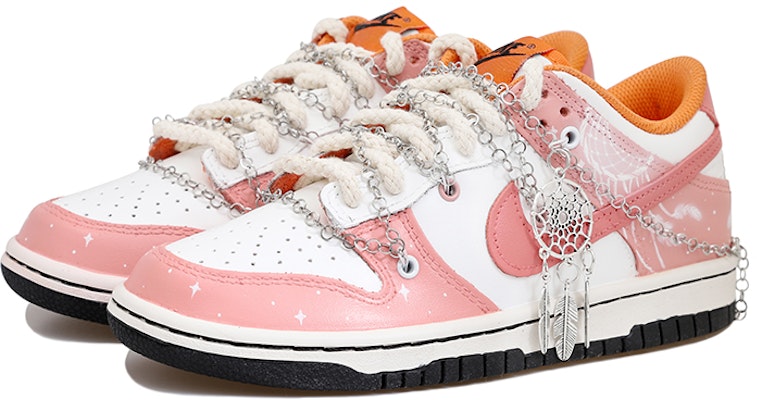 【客製化球鞋】Nike 捕夢網 羽毛 夢幻 星星麻繩 解構風 低筒 休閒鞋 GS 粉白 Lookbook 【客製化球鞋】Nike 捕夢網 羽毛 夢幻 星星麻繩 解構風 低筒 休閒鞋 GS 粉白