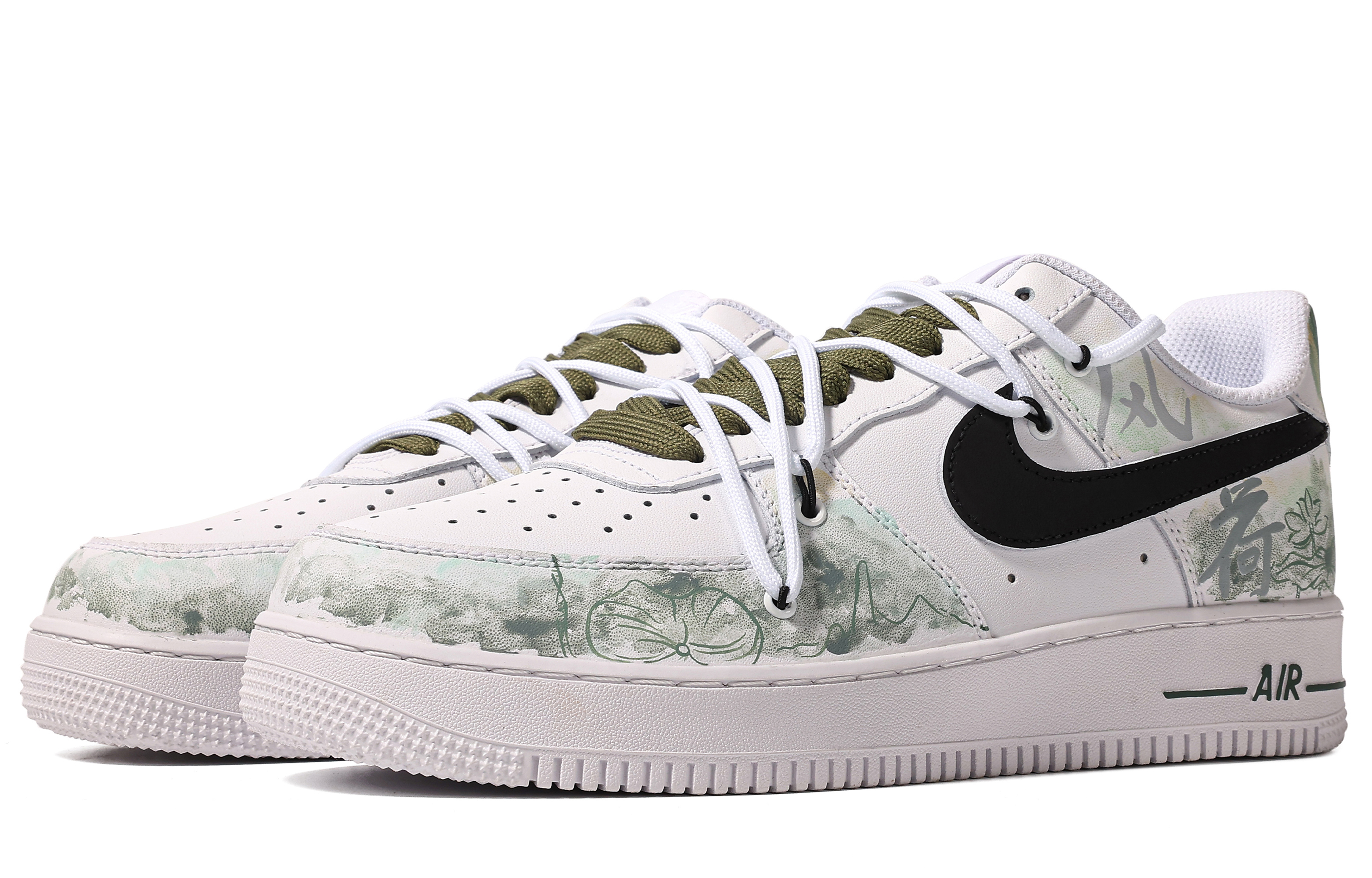 Lookbook [Kasut Custom] Nike Low 'Kaligrafi Hijau Kelabu' CW2288-111(TeamM-男款一举风荷S-BOX)