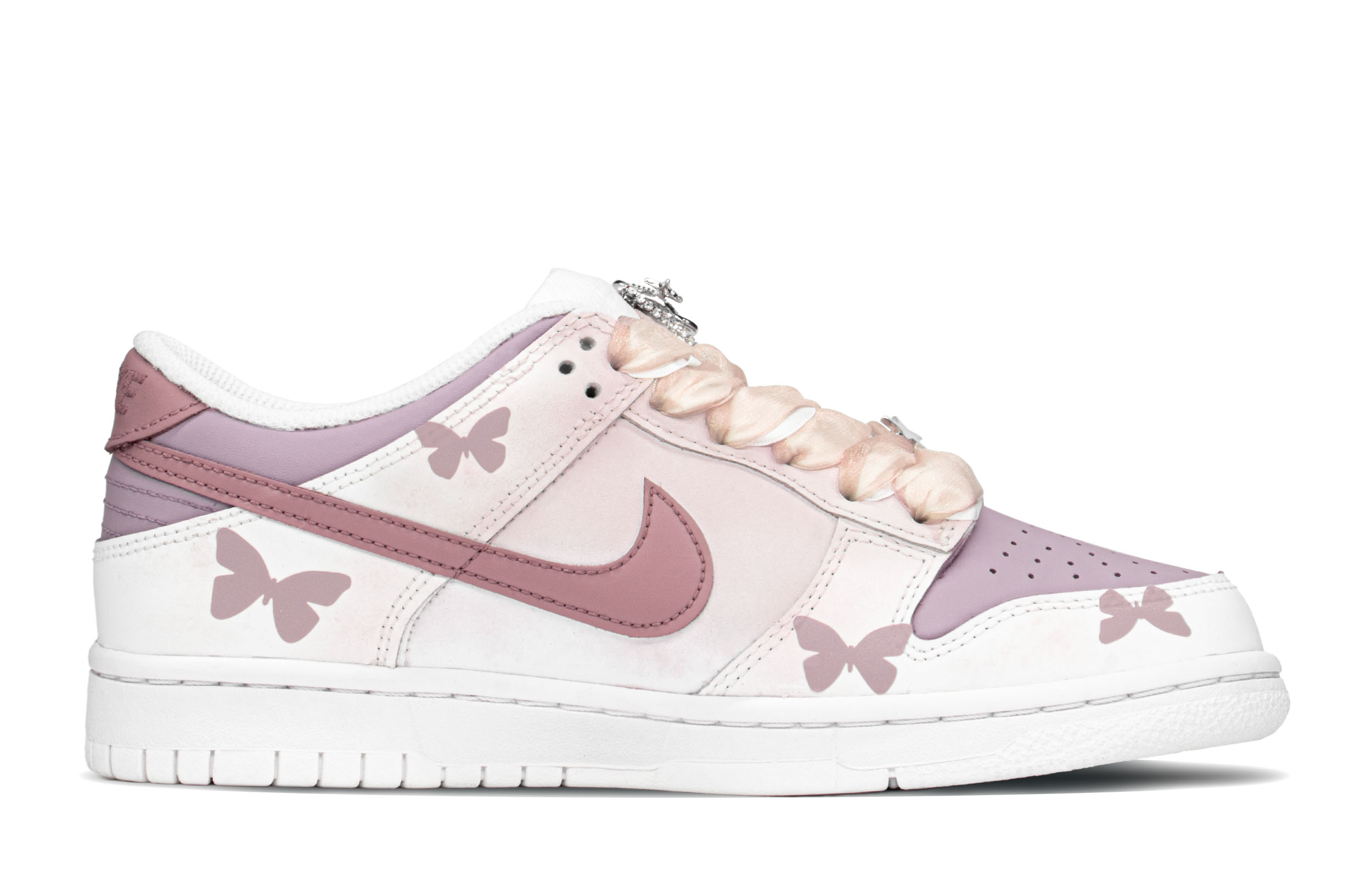 Order ナイキ ロー "バレンタイン解体バタフライピンクシルク" (カスタム) DH9765-100(TeamA-DK女蝴蝶粉)