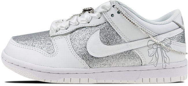 【定制球鞋】Nike 情人節 滿天星 婚紗 愛心扣 鍊條 低幫 板鞋 GS 銀白 Buy 【定制球鞋】Nike 情人節 滿天星 婚紗 愛心扣 鍊條 低幫 板鞋 GS 銀白