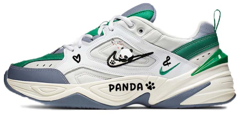 【客製球鞋】 Nike M2K Tekno 蠟梅悶悶熊 慵懶大熊貓 流行舒適 防滑耐磨輕便 低筒 老爹鞋 男女同款 灰綠 Order 【客製球鞋】 Nike M2K Tekno 蠟梅悶悶熊 慵懶大熊貓 流行舒適 防滑耐磨輕便 低筒 老爹鞋 男女同款 灰綠