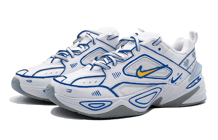 [Custom Shoes] Nike M2K Tekno 'White Blue-Yellow Heartline' 圖 3