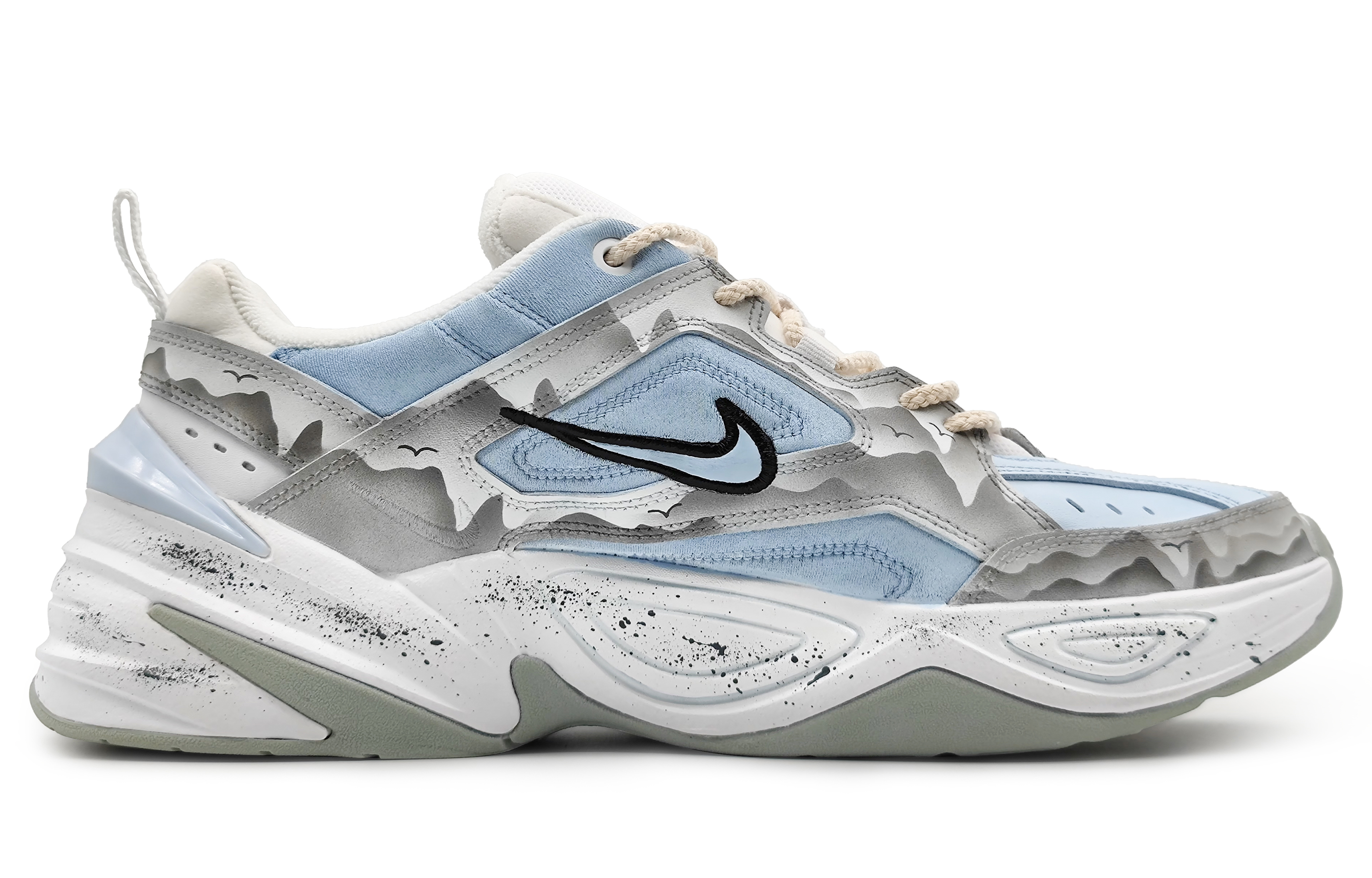 Order [Sepatu Kustom] Nike M2K Tekno 'Putih Tinta China - Biru Kobalt' AV4789-101(Team16-山河如画钴蓝)