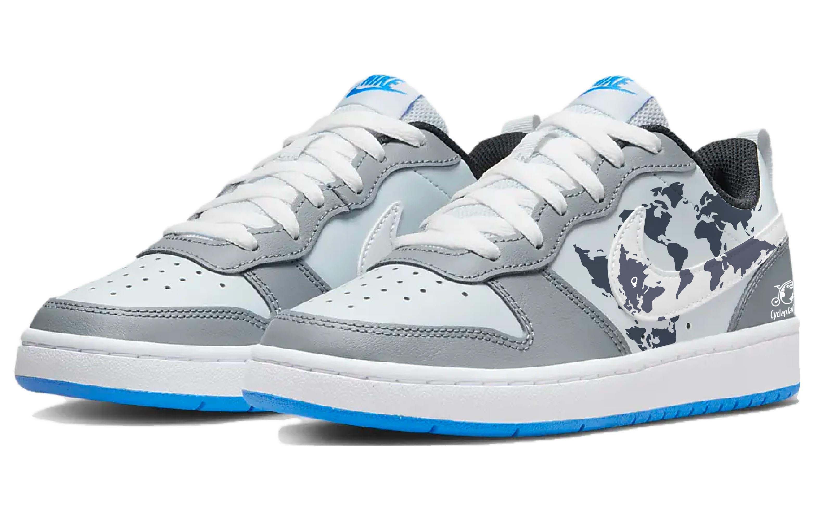 Lookbook 【カスタムシューズ】ナイキ ナショジオ × コートバラウ ロー『ワールド エクスプローラー グレー-ホワイト』 BQ5448-019(Team56-旅行航海家)